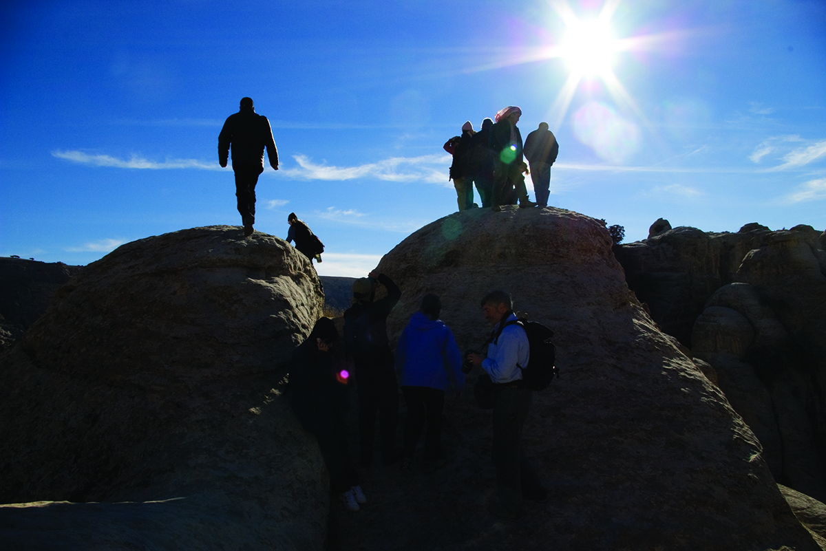 Fellows hiking in the Dana Nature Reserve, Jordan, on break during the Capacity and Consensus Building Workshop (2008). Dana is managed by the Jordanian Royal Society for the Conservation of Nature.