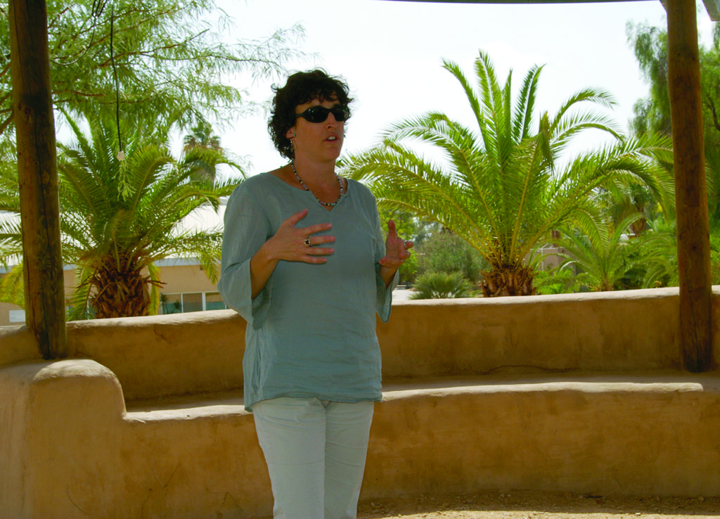 Fellowship to the Middle East (2007). Sharón Benheim (Israel) talks with the North American Fellows about life on a kibbutz, Kibbutz Ketura, Arava Valley, southern Israel.